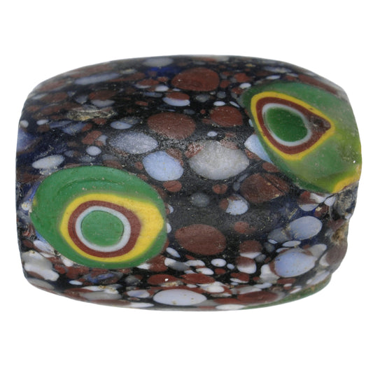 Rare Antique Large Oval Millefiori Bead, Venetian Mosaic Glass Trade Bead, 14X12Mm