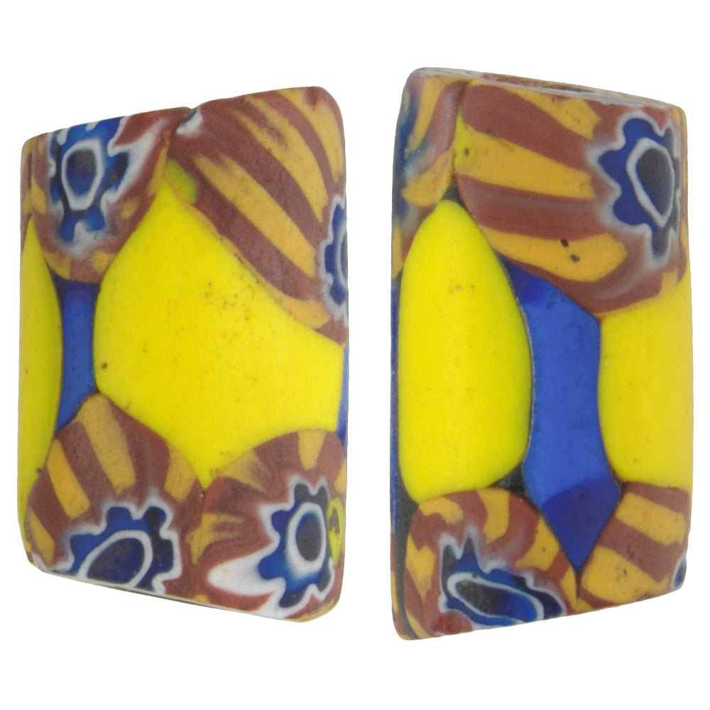 Rare Antique Venetian Millefiori Mosaic Glass Trade Beads, African Trade, 17-18Mm