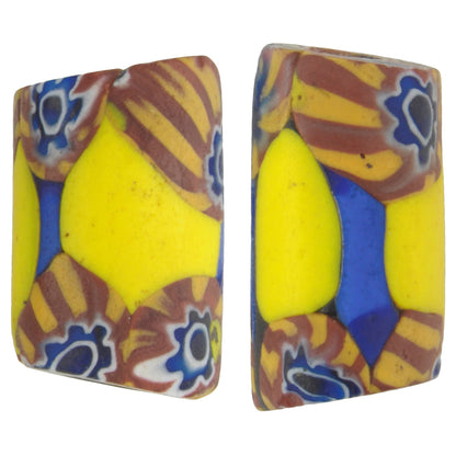 Rare Antique Venetian Millefiori Mosaic Glass Trade Beads, African Trade, 17-18Mm