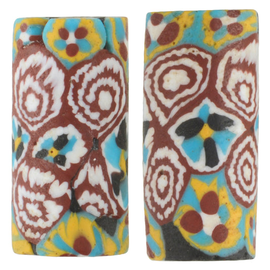 Rare Antique Large Millefiori Mosaic Glass Trade Beads 19-20 Mm