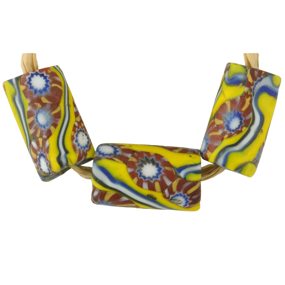 Rare Antique Venetian Millefiori Mosaic Glass African Trade Beads 17-18Mm