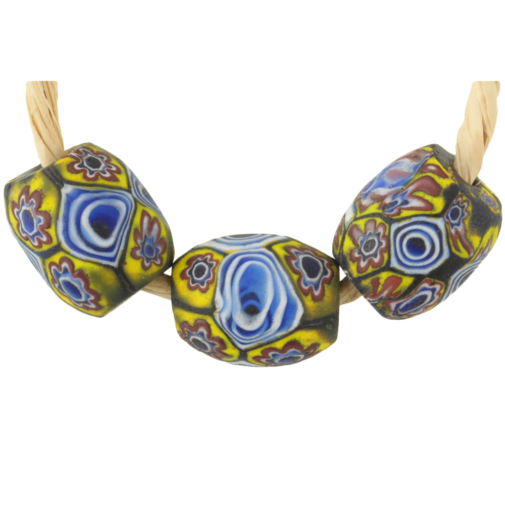 Rare Antique Venetian Oval Millefiori African Trade Beads - 14Mm