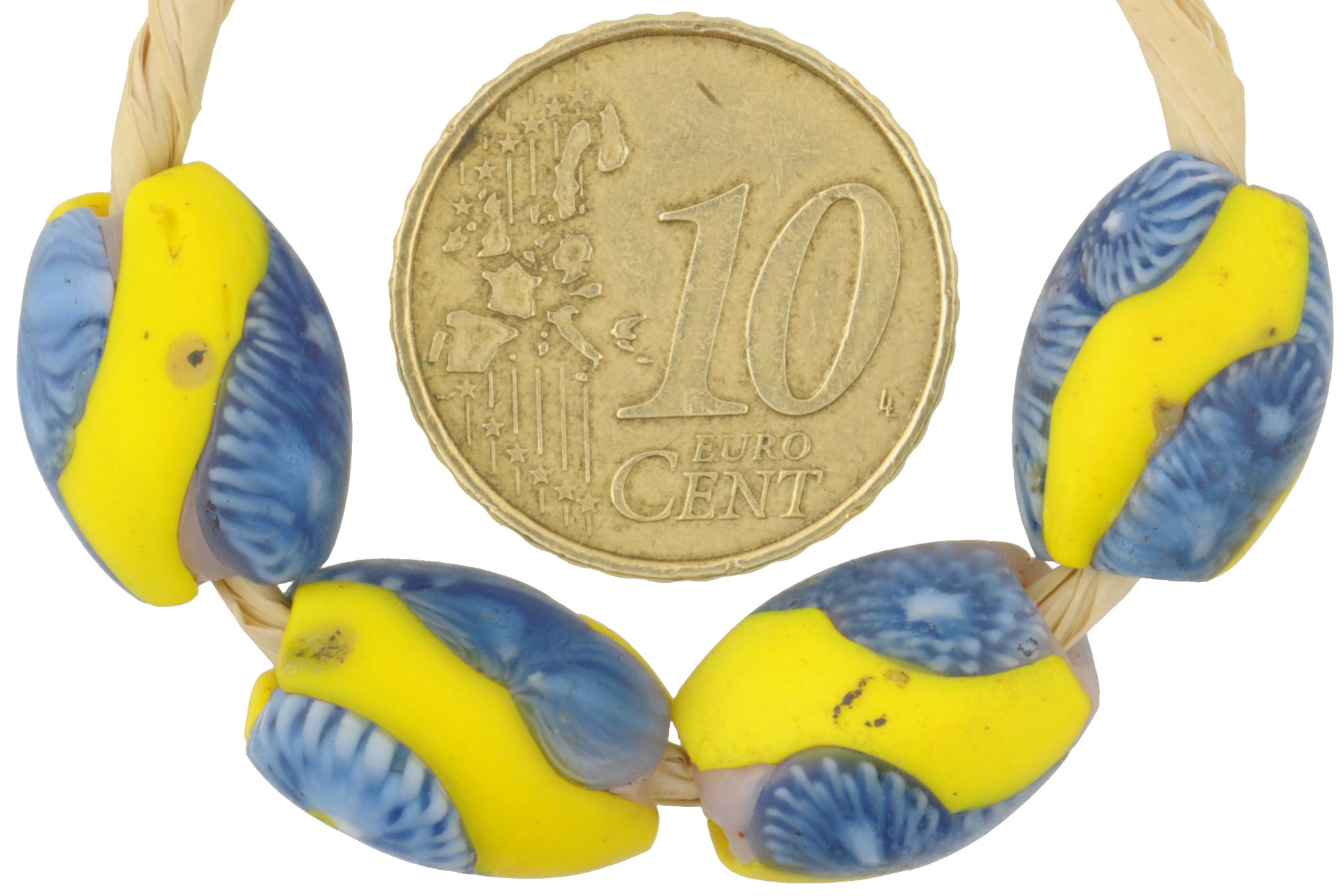 Antique Oval Venetian Millefiori Mosaic Glass Trade Beads - 4Pcs - alternate view