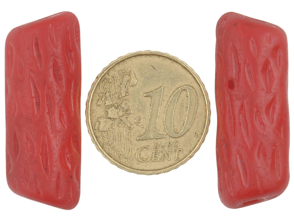 Old Large Molded Red Bohemian Czech Glass Trade Beads (30Mm) - alternate view