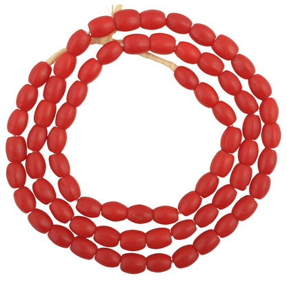 Vintage Red Oval Bohemian Czech Glass Trade Beads, 7Mm