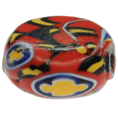 Rare Tabular Red Antique Millefiori Venetian Mosaic Glass Trade Bead
