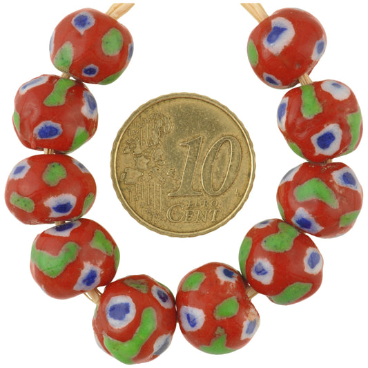 Round Polychrome Kiffa Beads - Handmade Mauritanian Powder Glass