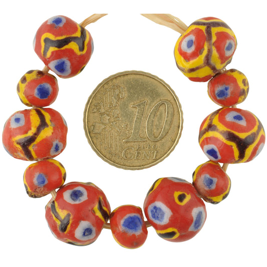 Round Polychrome Kiffa Beads - Handmade Mauritanian Glass Beads - partial view