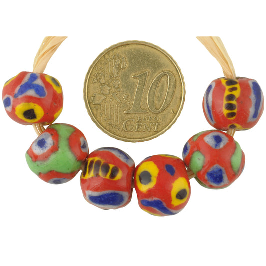 Large Round Polychrome Kiffa Beads - Handmade Mauritanian Glass - alternate view