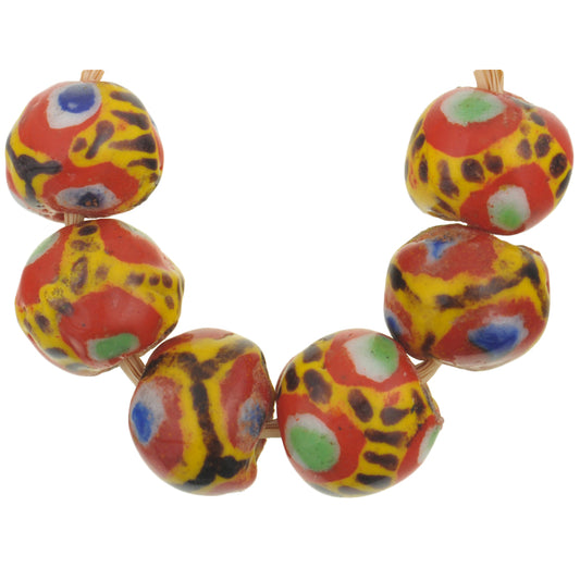 Large Round Polychrome Kiffa Beads - Handmade Mauritanian Beads