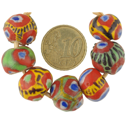 Large Round Polychrome Kiffa Beads - Handcrafted In Mauritania