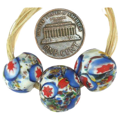 Antique Round Venetian Millefiori Mosaic Beads - Rare African Trade Beads