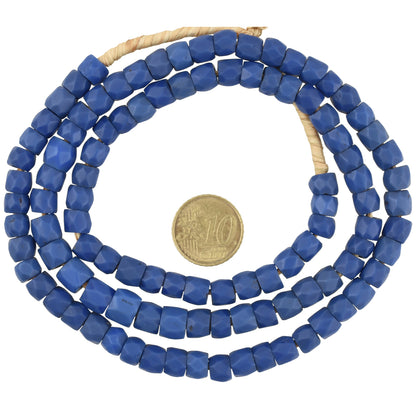 Old Russian Blue Bohemian Glass Trade Beads - Hand-Faceted 25.5" Strand