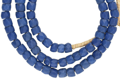 Old Russian Blue Bohemian Glass Trade Beads - Hand-Faceted 25.5" Strand - alternate view