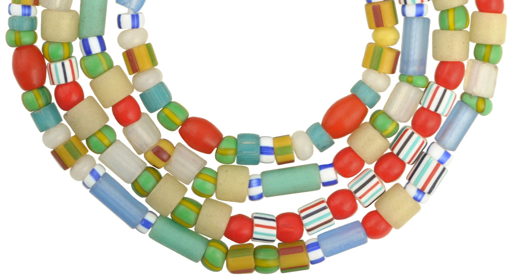 Vintage Bohemian Czech And Venetian Glass Trade Beads, 4-6Mm - close-up