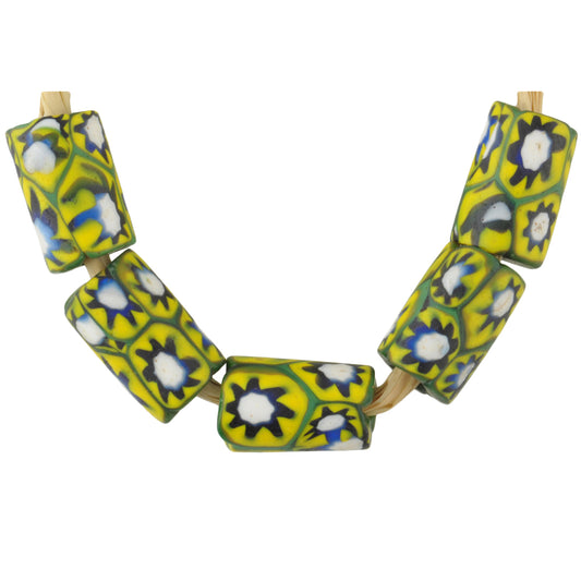 Antique Venetian Millefiori Mosaic Glass Trade Beads - 5 Matching Beads, Early 1900S