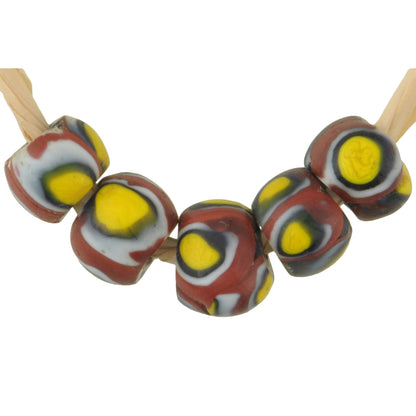 Antique Round Venetian Millefiori African Trade Beads, 7Mm Mosaic Glass