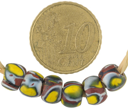 Antique Round Millefiori Venetian Mosaic Glass Trade Beads - 7Mm - alternate view