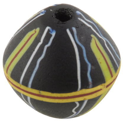Rare Antique Black Bicone King Venetian Lampwork Glass Trade Bead - angled shot