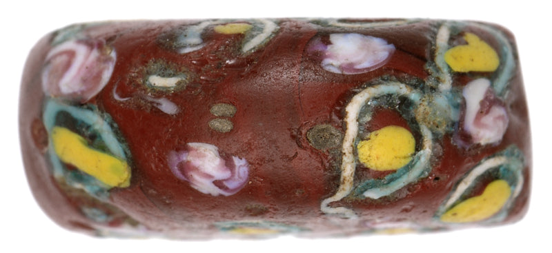 Antique Tabular Brick Fancy Venetian Lampwork Glass Trade Bead - zoomed-in detail