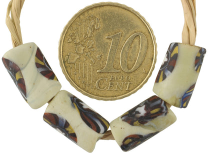 Rare Antique White Venetian Millefiori Mosaic Glass African Trade Beads - alternate view
