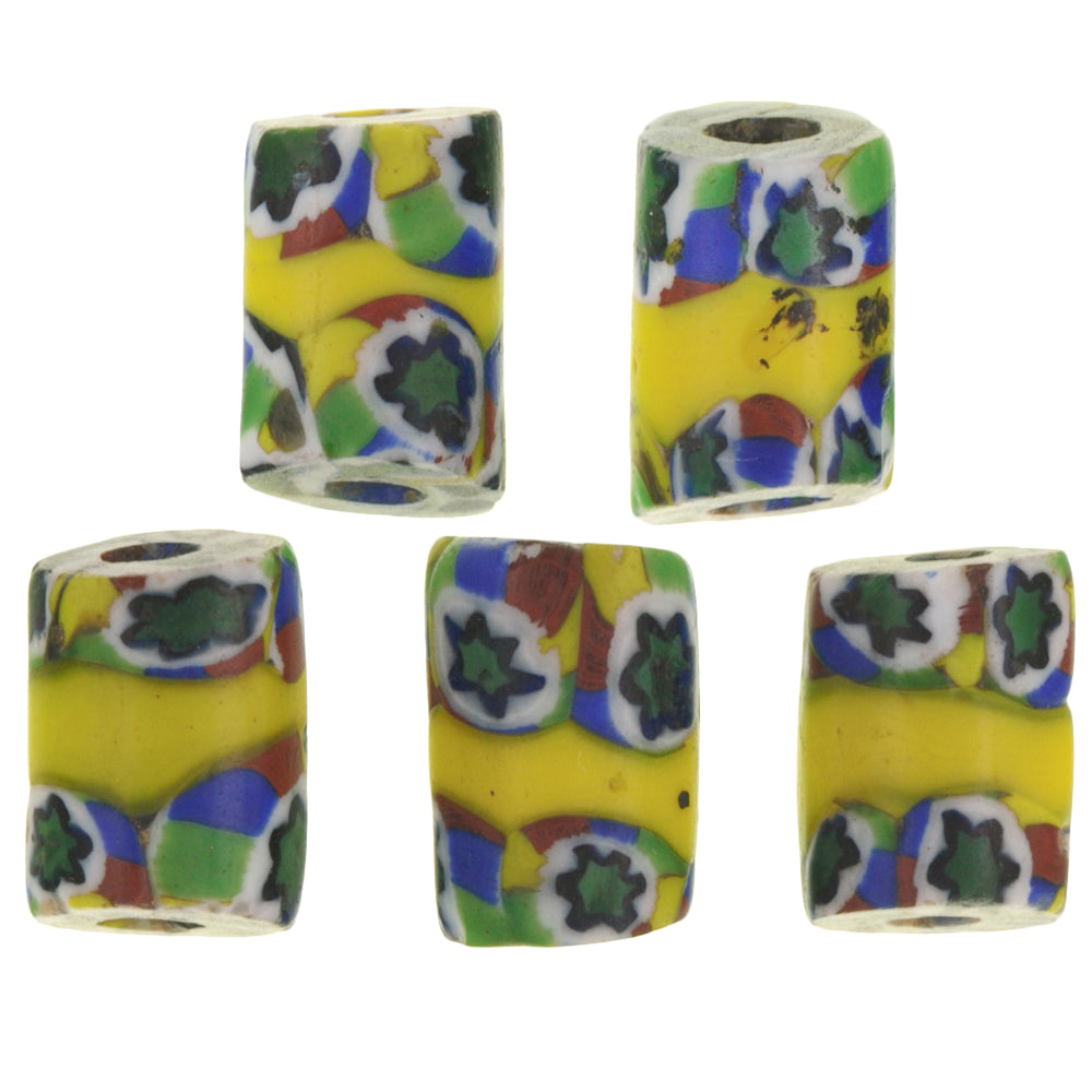 Antique Banded Millefiori Venetian Mosaic Glass Trade Beads, 10Mm