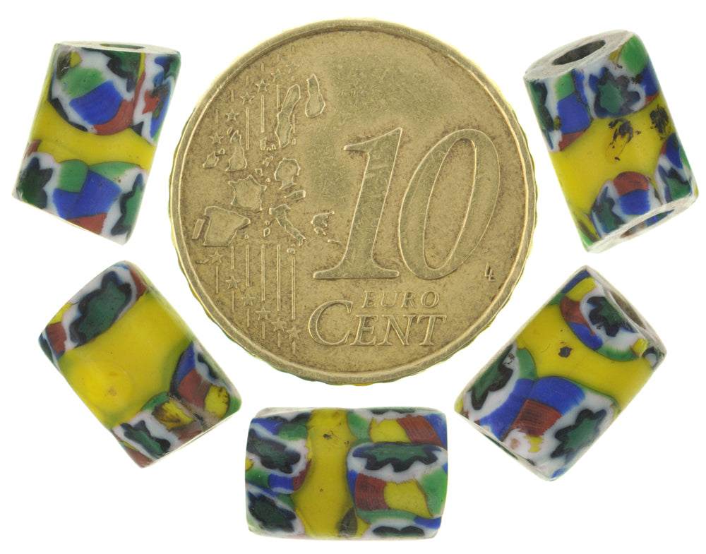 Antique Banded Millefiori Venetian Mosaic Glass Trade Beads, 10Mm - alternate view