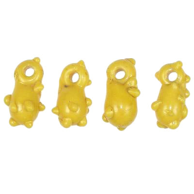 Antique Yellow Raised Eye Venetian Lampwork Glass Trade Beads, 12-13Mm