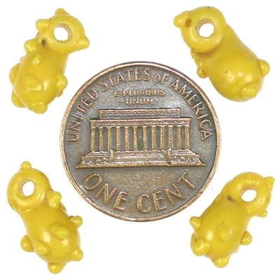 Antique Yellow Raised Eye Venetian Lampwork Glass Trade Beads, 12-13Mm - alternate view