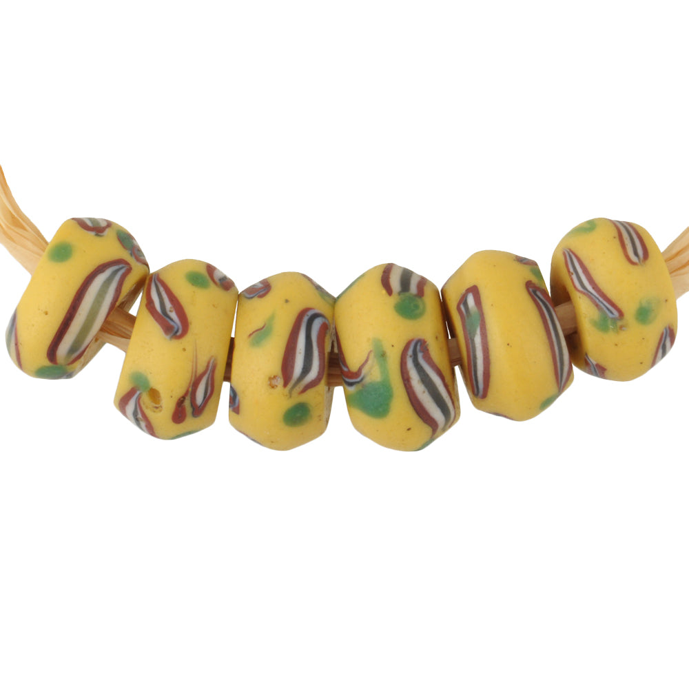 Rare Antique Venetian Fancy Disk Glass Trade Beads With Trail Decoration