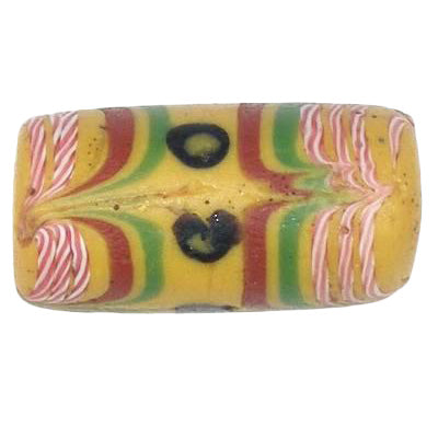 Antique Venetian Floral Lampwork Glass Trade Bead, African Trade, 18X9Mm