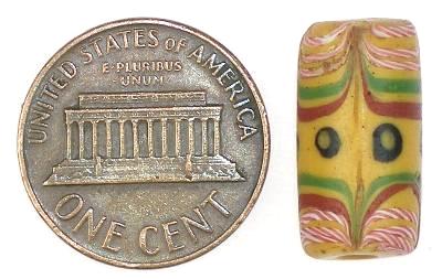 Antique Venetian Floral Lampwork Glass Trade Bead, African Trade, 18X9Mm - alternate view