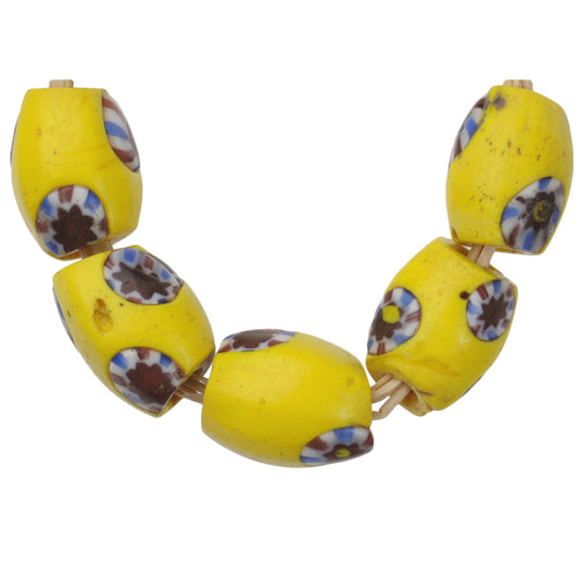 Antique Venetian Oval Millefiori Mosaic Glass Trade Beads - African Trade