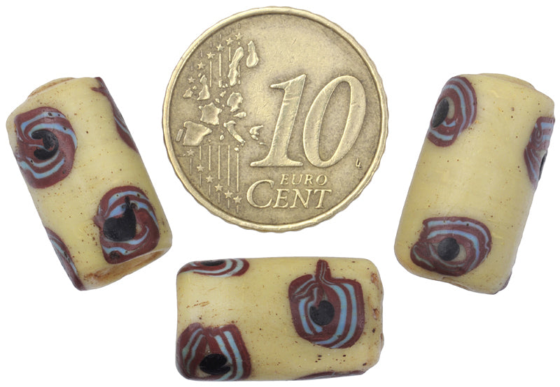 Antique Venetian Eye Fancy Wound Glass Trade Beads - African Trade Beads - close-up
