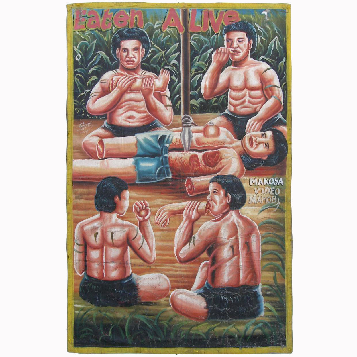 Eaten Alive Movie Poster - Ghanaian Hand-Painted Art - horror scene artwork