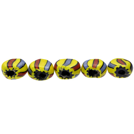 Tabular 2-Layer Venetian Chevron Beads - Cobalt Blue, 9-11Mm