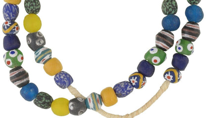 Authentic Krobo Glass Beads Necklace - 26" Recycled African Trade Beads - alternate view