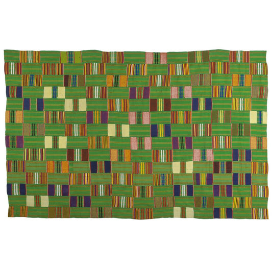 Nice Old Rare African Kente Ewe Ghana Hand Woven Cloth Textile Home Decoration - zoomed-in detail
