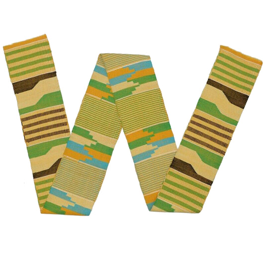 Authentic Handwoven Kente Stole - Ghanaian Kente Scarf - close-up