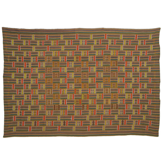 Rare Old African Kente Ewe Volta Ghana Hand Woven Cloth Textile Home Decor Art
