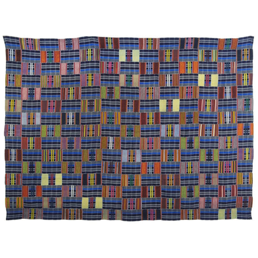 Nice Old Rare African Kente Ewe Ghana Hand Woven Cloth Textile Home Decoration - fine detail view