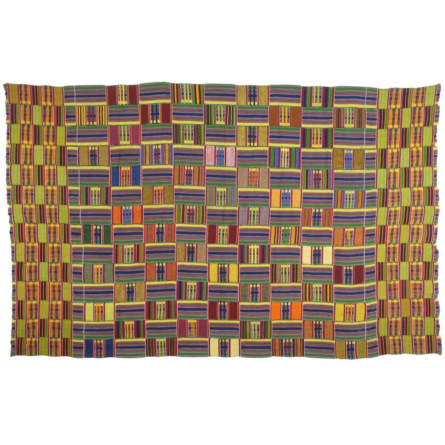 Old Rare African Kente Ewe Ghana Hand Woven Cloth Textile Interior Design Art