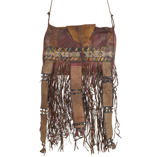 Authentic Tuareg Leather Sahara Nomad Bag – Ethnic Handcrafted Panel