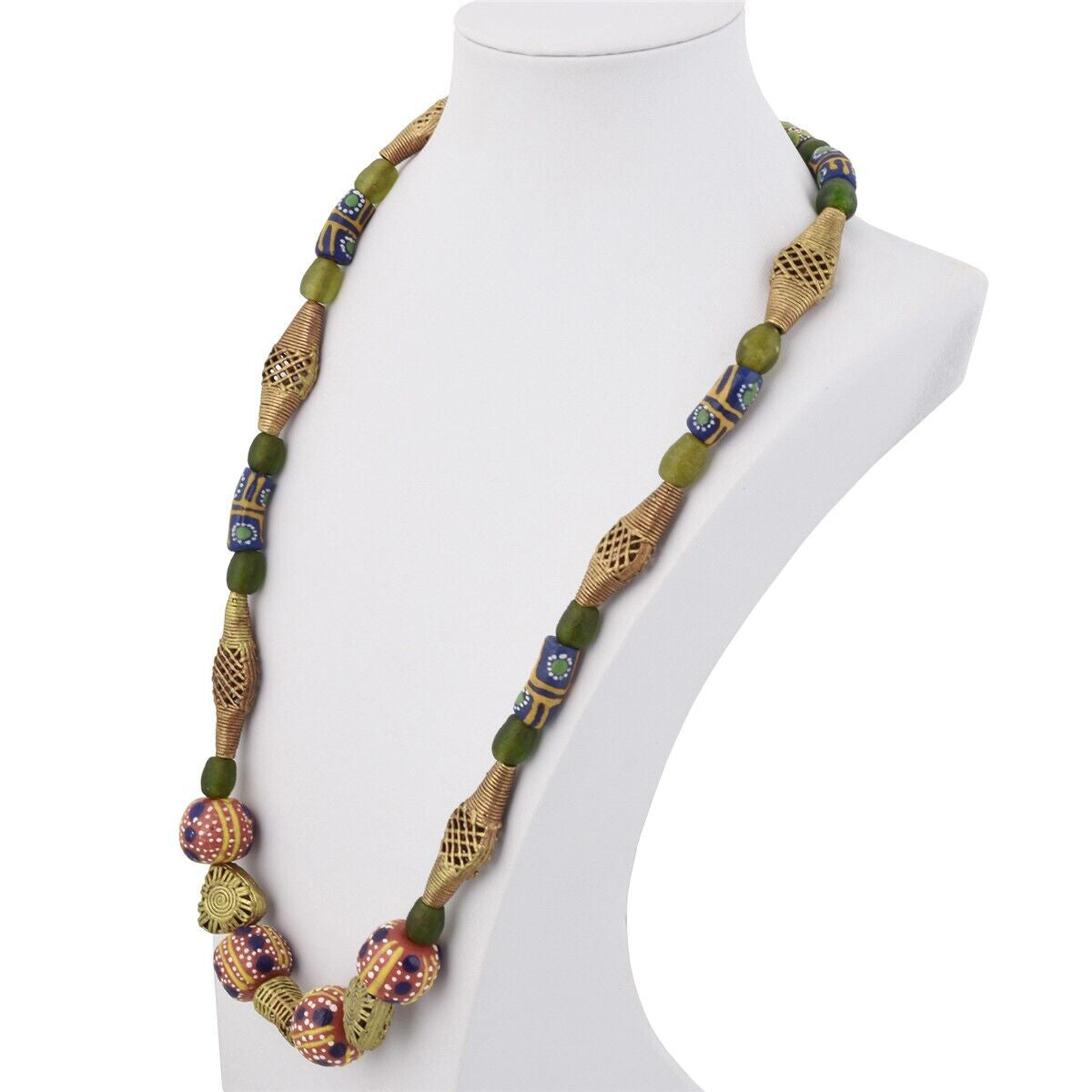 Handmade Brass Glass Beads From Ghana Ashanti African Necklace