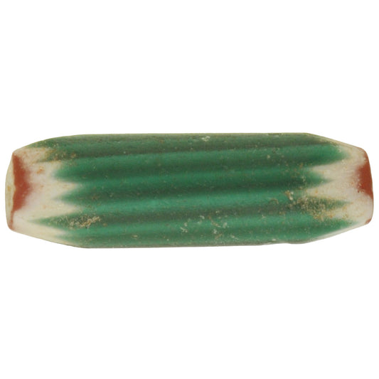 Old Large Green 4-Layer Chevron Bead - Antique Venetian Glass