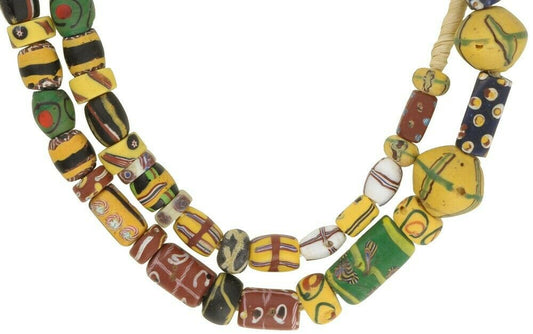 Old African Trade Beads Mix Venetian Glass Beads Fancy Millefiori Eye King Beads - alternate view