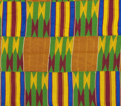 Old African Kente Ghana Handwoven Cloth Ashanti Asante Akan Textile Weaving Art - close-up