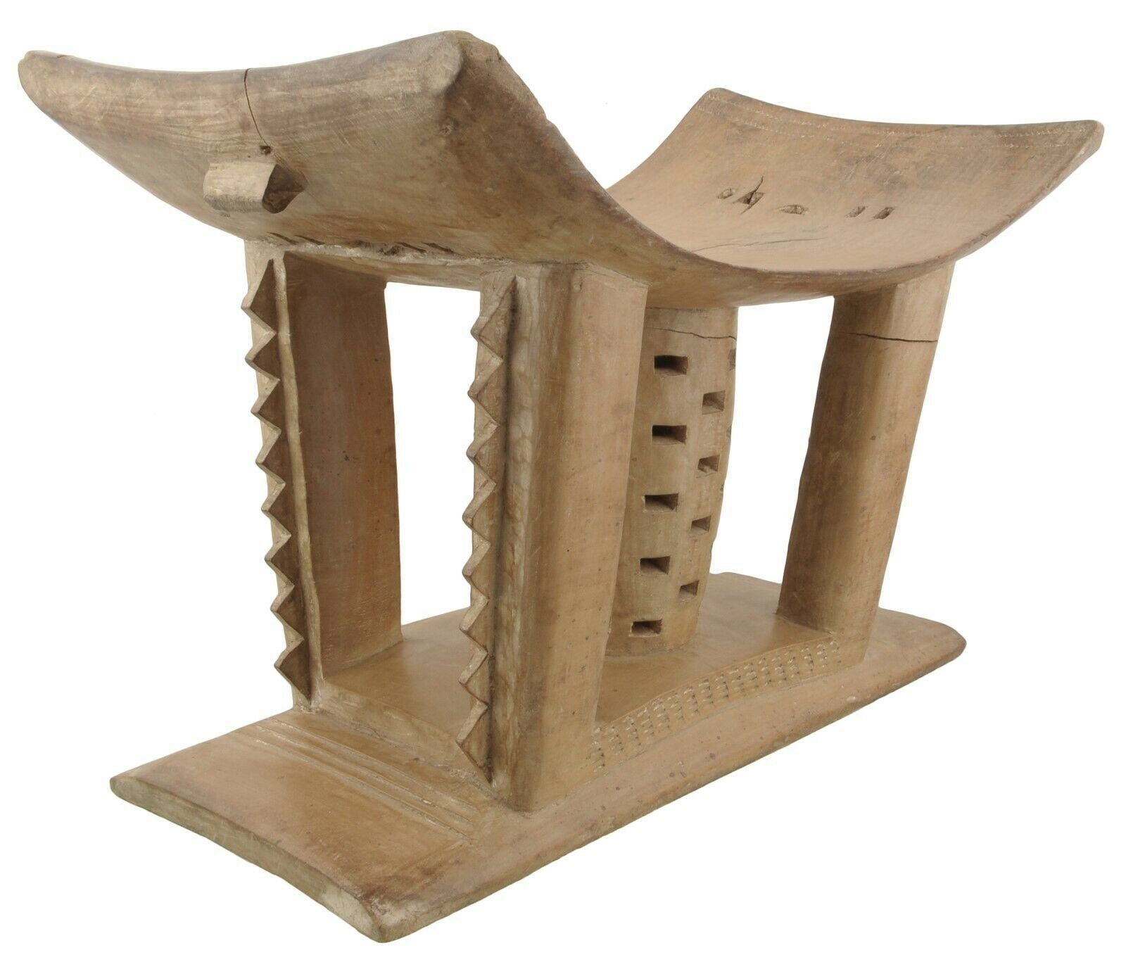 Old Ashanti Chief Ceremonial Stool – African Wooden Stool - close-up