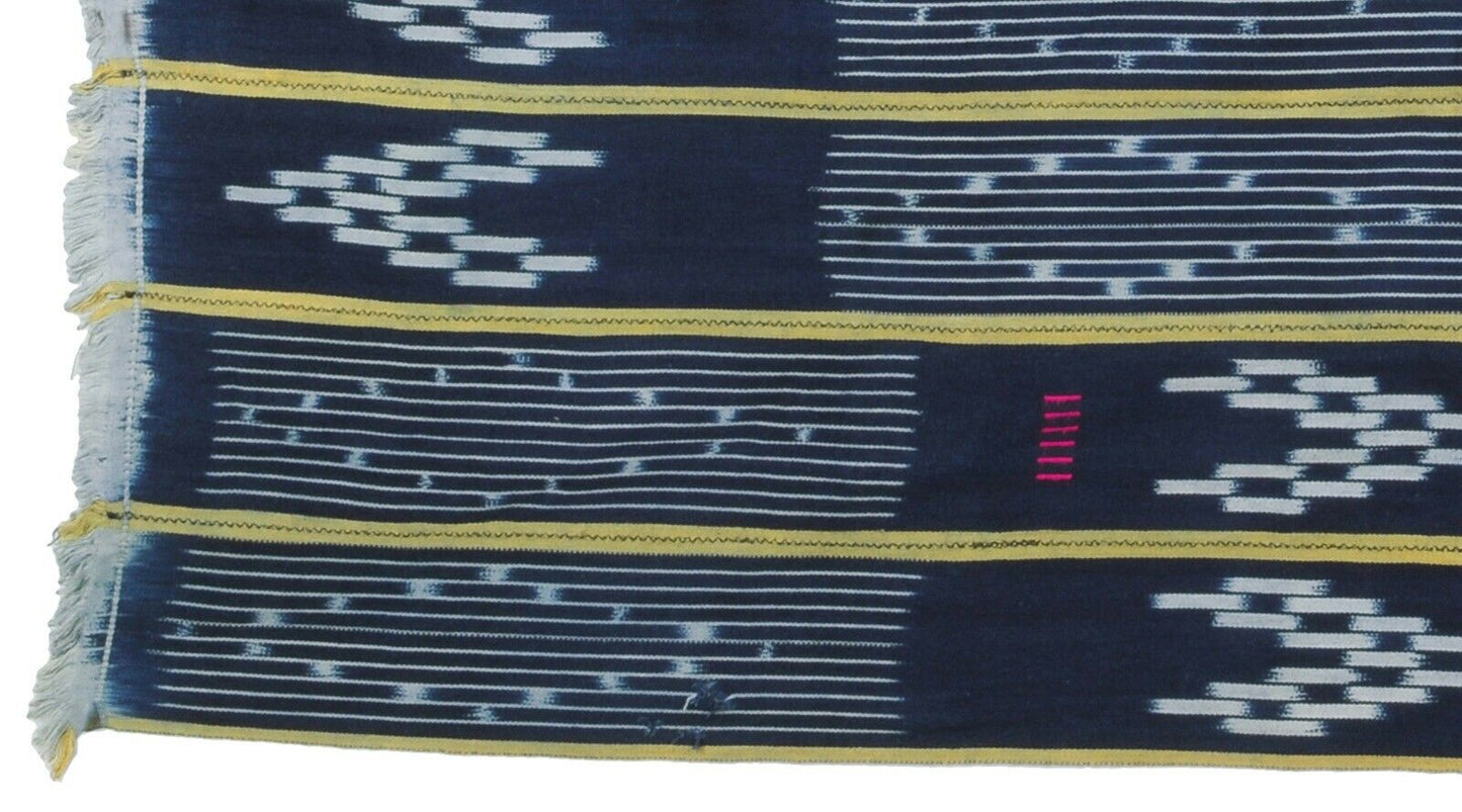 Vintage African Handwoven Ivory Coast Baule Handmade Cloth Textile Decoration - close-up
