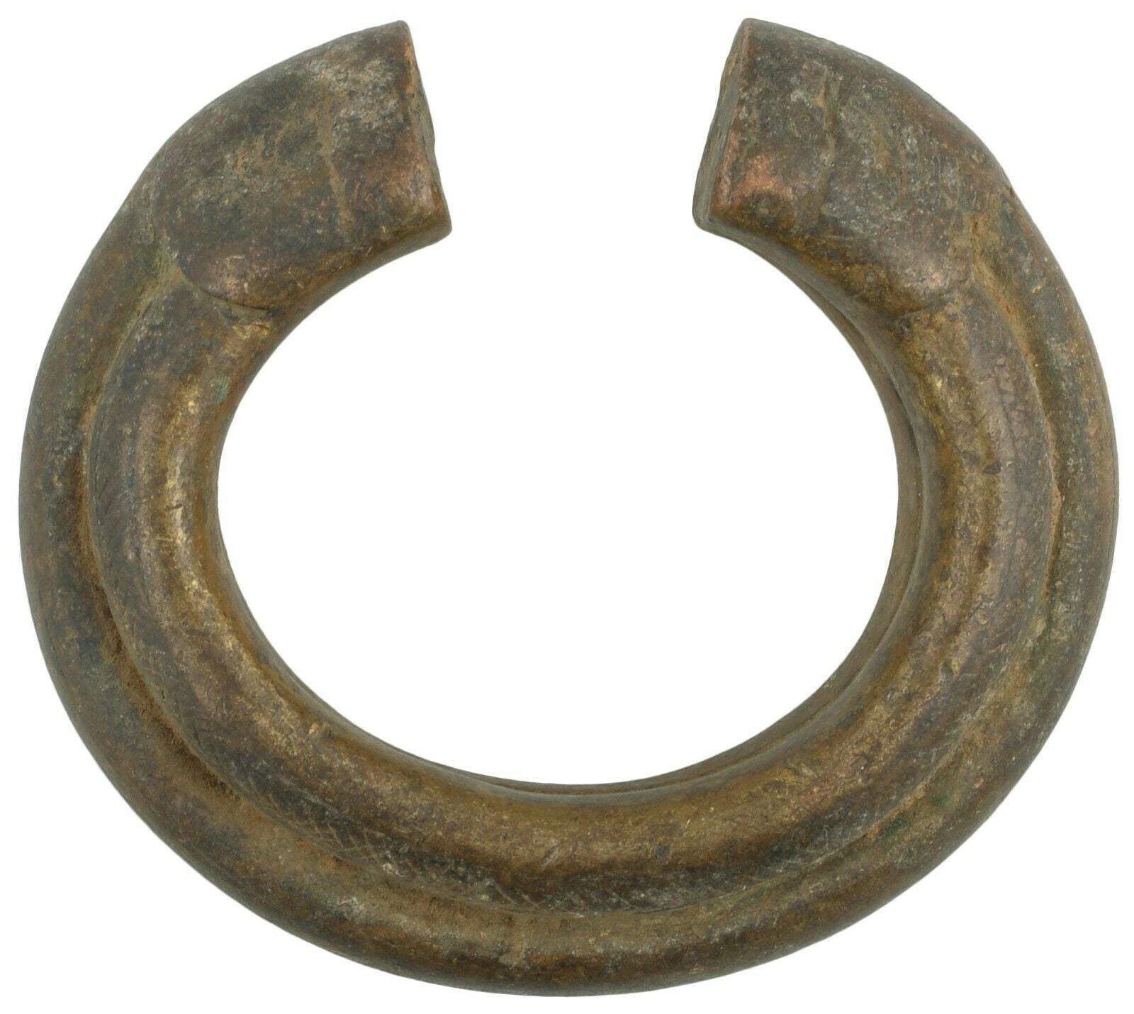 Antique Brass Bracelet African Currency Fulani Ghana Burkina Faso - zoomed-in detail